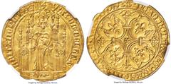France Brittany. Charles de Blois (1341-1364) gold Royal d'Or ND (1358-1359) AU53 NGC, Uncertain mint (possibly Rennes or Nantes), Fr-92, PdA-463 var. (legends), Dup-108, Boudeau-58, Bigot-397 var. (l