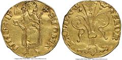 France Orange. Raymond V gold Florin d'Or ND (1340-1393) XF Details (Removed From Jewelry) NGC, Fr-189 (listed under Raymond III and Raymond IV), Dup-2073. 3.45gm. (star) FLOR | I • AuRA, stylized lil