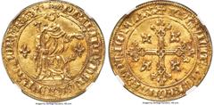 France Philippe IV (1285-1314) gold Florin d'Or dit ND (1305) MS61 NGC, Paris mint, Fr-255, Ciani-187 (under Philippe III), Lafaurie-214, Dup-210. 4.73gm. PhILIPP: DЄI: GRA: FRACnORV: REX • (annulet a