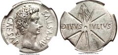 Ancients Roman Imperial Augustus (27 BC-AD 14). AR denarius (20mm, 3.76 gm, 6h). NGC Choice XF 5/5 - 4/5, edge cut. Spanish mint (Caesaraugusta?), 19-18 BC. CAESAR-AVGVSTVS, head of Augustus right, wr