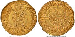 Belgium Brabant. Charles le Téméraire (1467-1477) gold Florin d'Or de Bourgogne ND (1468-1474) AU55 NGC, Louvain mint, Fr-32, Delm-68 (R). 3.42gm. A commendable offering of what is most typically a po