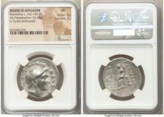 Ancients Greek SELEUCID KINGDOM. Demetrius I Soter (162-150 BC). AR tetradrachm (30mm, 16.48 gm, 12h). NGC XF 4/5 - 3/5. Antioch on the Orontes, dated Seleucid Era 162 (151/0 BC). Diademed head of Dem