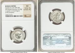 Ancients Roman Imperial Gordian III (AD 238-244). AR antoninianus (23mm, 4.23 gm, 7h). NGC AU 5/5 - 4/5. Rome, 1st issue, AD 238-239. IMP CAES M ANT GORDIANVS AVG, radiate, draped, and cuirassed bust 