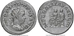 Ancients Roman Imperial Philip II, as Augustus (AD 247-249). AR antoninianus (23mm, 6h). NGC AU. Rome, AD 247-249. IMP PHILIPPVS AVG, radiate, draped and cuirassed bust of Philip II right, seen from b