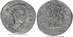 Ancients Roman Imperial Philip II, as Augustus (AD 247-249). AR antoninianus (21mm, 7h). NGC AU, brushed. Rome, AD 247-249. IMP PHILIPPVS AVG, radiate, draped and cuirassed bust of Philip II right, se
