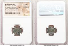 Ancients Roman Imperial Divus Romulus (died AD 309). BI quarter-follis or quarter-nummus (16mm, 2.04 gm, 12h). NGC Choice VF 4/5 - 2/5. Late AD 309-October AD 312. DIVO ROMVLO N V BIS CONS, bare head 