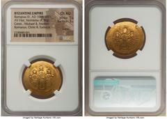 Ancients Byzantine Romanus IV Diogenes (AD 1068-1071), with Eudocia, Michael VII, Constantius and Andronicus. AV histamenon nomisma scyphate (28mm, 4.36 gm, 6h). NGC Choice AU 5/5 - 3/5, marks. Consta