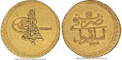Islamic Dynasties Ottoman Empire Ottoman Empire. Ahmed III gold 1/2 Findik (Altin) AH 1115 (AD 1703) AU58 NGC, Misr mint (in Egypt), KM71. HID05401242017 © 2022 Heritage Auctions | All Rights Reserved
