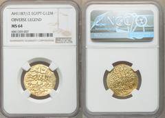 Islamic Dynasties Ottoman Empire Ottoman Empire. Abdul Hamid I gold Zeri Mahbub AH 1187 Year 2 (AD 1774/1775) MS64 NGC, Misr mint (in Egypt), KM127. Obverse Legend HID05401242017 © 2022 Heritage Aucti