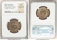Ancients Ancient Lots ANCIENT LOTS. Roman Provincial. Syria. Antioch. Philip I (AD 244-249). Lot of two (2) BI tetradrachms. NGC Choice XF-AU. Includes: Two Philip I BI tetradrachms, various types. To