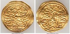 Islamic Dynasties Ottoman Empire Ottoman Empire. Suleyman I (AH 926-974 / AD 1520-1566) gold Sultani AH 926 (AD 1520/1521) XF (Bent), Constantinople mint (in Turkey), A-1317. 20.5mm. 3.43gm. HID054012