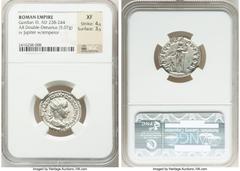 Ancients Roman Imperial Gordian III (AD 238-244). AR antoninianus (22mm, 5.07 gm, 6h). NGC XF 4/5 - 3/5. Rome, 1st issue, AD 238-239. IMP CAES M ANT GORDIANVS AVG, radiate, draped, and cuirassed bust 