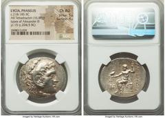 Ancients Greek LYCIA. Phaselis. Ca. 218-185 BC. AR tetradrachm (33mm, 16.88 gm, 12h). NGC Choice AU 5/5 - 4/5. Posthumous issue in the name and types of Alexander III the Great of Macedon, dated CY 15