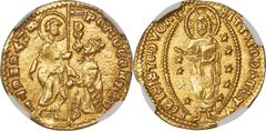 Italy Venice. Pietro Mocenigo gold Ducat ND (1474-1476) MS63 NGC, CNI-VIIa.33, Bellesia-23 (R3), Paolucci-47.1 (R4), Montenegro-211. PЄ' MOCЄNICO | S | • M | • V | Є | N | Є | T | I, St. Mark standing