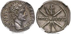 Ancients Roman Imperial Augustus (27 BC-AD 14). AR denarius (19mm, 3.79 gm, 6h). NGC Choice AU S 5/5 - 5/5. Spanish mint (Caesaraugusta?), 19-18 BC. CAESAR-AVGVSTVS, head of Augustus right, wreathed w