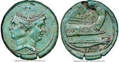 Ancients Roman Republic Sextus Pompey, as Imperator and Praefect of the Fleet (42-36 BC). AE as (30mm, 12h). NGC Choice VF, light smoothing. Uncertain Sicilian mint. MAGN (or variant, above, not visib