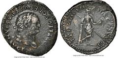 Ancients Roman Imperial Titus, as Augustus (AD 79-81). AR denarius (20mm, 6h). NGC Choice VF, flan flaw. Rome, after July 1 AD 79. IMP TITVS CAES VESPASIAN AVG P M, laureate head of Titus right / TR P