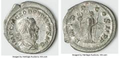 Ancients Roman Imperial Pupienus (April-July AD 238). AR denarius (20mm, 3.19 gm, 5h). XF, bent. Rome. IMP C M CLOD PVPIENVS AVG, laureate, draped and cuirassed bust of Pupienus right, seen from behin