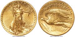 High Relief Double Eagles 1907 $20 High Relief, Wire Rim MS63 PCGS. In the initial design phase for the twenty dollar, President Roosevelt suggested a feathered headdress for that figure as well as on