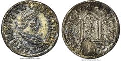 France Carolingian. Charlemagne (768-814) "Portrait" Denier ND (September 813-January 814) XF (Gilt, Tooled, Environmental Damage), Aachen (Aix-la-Chapelle) mint, Class 4, Gariel-Plate XII, 169-170, P