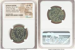 Ancients Roman Imperial Claudius I (AD 41-54). AE as (27mm, 10.73 gm, 7h). NGC Choice XF 3/5 - 2/5, light smoothing. Uncertain mint in Iberia (Mint I), ca. AD 41-50. TI CLAVDIVS CAESAR AVG P M TR P IM