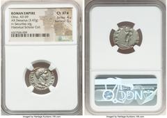 Ancients Roman Imperial Otho (January-April AD 69). AR denarius (19mm, 3.47 gm, 7h). NGC Choice XF S 4/5 - 5/5. Rome. IMP M OTHO CAESAR AVG TR P, bare, bewigged head of Otho right / SECVRI-TAS P R, Se