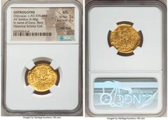 Ancients Roman Imperial Odovacar, as King of Italy (AD 476-493). AV solidus (21mm, 4.48 gm, 6h). NGC MS 3/5 - 2/5, edge filing, bent. Uncertain mint in Italy, in the name of Zeno, ca. 476-491. D N ZEN
