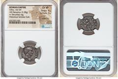 Ancients Roman Imperial Otho (January-April AD 69). AR denarius (18mm, 3.28 gm, 5h). NGC Choice VF 4/5 - 3/5, scratches. Rome. IMP OTHO CAESAR AVG TR P, bare, bewigged head of Otho right / SECVRI-TAS 