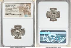 Ancients Roman Imperial Vitellius (late April-20 December AD 69). AR denarius (19mm, 3.32 gm, 5h). NGC XF 4/5 - 3/5, scratch. Rome. A VITELLIVS GERM IMP AVG TR P, laureate head of Vitellius right / PO