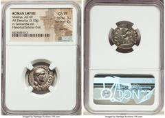 Ancients Roman Imperial Vitellius (late April-20 December AD 69). AR denarius (19mm, 3.10 gm, 6h). NGC Choice VF 3/5 - 2/5, graffito. Rome. A VITELLIVS GERMANICVS IMP, bare head of Vitellius right / C