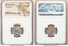 Ancients Roman Imperial Marcus Aurelius, as Augustus (AD 161-180). AR denarius (19mm, 12h). NGC Choice XF. Rome, AD 166. M ANTONINVS AVG ARM-PARTH MAX, laureate head of Marcus Aurelius right / TR P XX