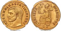 Ancients Roman Imperial Maxentius (AD 307-312). AV quaternio or medallion of 4-aurei (33mm, 21.12 gm, 1h). NGC MS 5/5 - 2/5, Fine Style, smoothing. Rome, ca. AD 308. IMP C M VAL MAXENTIVS P F AVG, bar