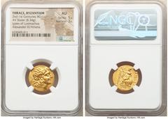 Ancients Greek THRACE. Byzantium. Ca. 2nd-1st centuries BC. AV stater (19mm, 8.34 gm, 1h). NGC AU 5/5 - 3/5. Late posthumous issue in name and types of Lysimachus, period of the 1st Mithradatic War, 8