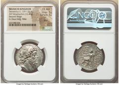 Ancients Greek SELEUCID KINGDOM. Demetrius II Nicator, second reign (129-125 BC). AR tetradrachm (28mm, 16.41 gm, 1h). NGC Choice AU 5/5 - 3/5, marks. Antioch on the Orontes, 129-128 BC. Diademed head