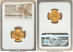 Ancients Roman Imperial Imitative issue of Septimius Severus. Ca. AD 3rd century. AV aureus (20mm, 6.83 gm, 6h). NGC AU 4/5 - 2/5, marks. Possibly struck in India, ca. AD 193-211. L SEPT SEV PERT-AVG 