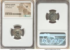 Ancients Roman Imperial Titus, as Augustus (AD 79-81). AR denarius (18mm, 5h). NGC VF. Rome, 1 January-30 June AD 80. IMP TITVS CAES VESPASIAN AVG P M, laureate head of Titus right / TR P IX IMP XV CO