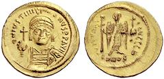 BYZANTINE COINS BYZANZ Iustinianus I., 527-565. Solidus (Gold) Konstantinopel. 9. Offizin. Variante: Punkt anstelle eines Sterns auf der Rs. Sear vgl. 140. 4.49 g. Gold. Vorzüglich