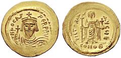 BYZANTINE COINS BYZANZ Solidus (Gold) 603-607, Konstantinopel. 5. Offizin. Legendenvariante auf der Vs. AV anstelle von AVC Sear 620 var. 4.48 g. Gold. Leichte Prägeschwäche am Rand, ansonsten unzirku