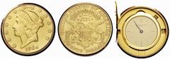 USA MISCELLANEA "20 Dollars 1904" Coin-watch. Movement by the prestigious firm Vacheron & Constantin (Geneva), N° 578 276, around 1965. Inserted into a 20 Dollars-piece from Philadelphia mint. Coin-wa