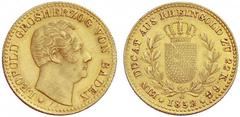 DEUTSCHE MÜNZEN UND MEDAILLEN BADEN BADEN-DURLACH, MARKGRAFSCHAFT, SEIT 1803 KURFÜRSTENTUM, SEIT 1806 GROSSHERZOGTUM Karl Leopold Friedrich, 1830-1852. Dukat 1852 (posthume Prägung), Karlsruhe. Mit St