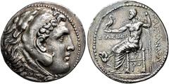 GREEK COINS KINGDOM OF MACEDONIA   ALEXANDROS III THE GREAT, king 336-323 BC. Tetradrachm, posthumous, Rhodes, about 320-280. AR 17.05 g. Unbearded head of Heracles r., wearing lion skin. Rev. AΛEΞANΔ