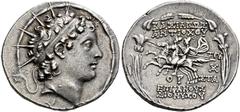 GREEK COINS SELEUCID KINGDOM OF SYRIA.   ANTIOCHOS VI DIONYSOS, king 145-142 BC. Tetradrachm, Antiochia on the Orontes, dated 143-142. AR 16.67 g. Head of Antiochos r., radiate and wearing royal diade