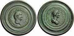 NACHLEBEN DER ANTIKE RÖMISCHE VORBILDER Otho, 69. Mit Albia Terentia , seiner Mutter. Bronze-Medaillon in einem breiten, phaleraförmigen Zierrand, Guss, 16./17. Jh. IMP. OTHO CAESAR. AVG TR. POT Kopf 