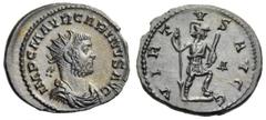 COINS OF THE ROMAN EMPIRE diverse Carinus, 283-285. Antoninianus 284, Lugdunum. 4.07 g. Radiate, draped, and cuirassed bust right // Virtus standing right, holding reversed spear and parazonium. RIC V