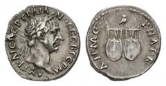 COINS OF THE ROMAN EMPIRE Trajan, 98-117. Drachm. Struck by the Lycian league. 3.39 g. Laureate head right // Two lyres with owl above. BMC Lycia 10; SNG Cop. 45. Good very fine with nice toning