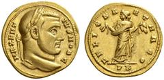 ROMAN COINS ROMAN EMPIRE MAXENTIUS Caesar, 306. Aureus, Carthago , 306. AV 5.43 g. MAXENT - IVS NOB C Laureate head r. Rev. FELIX KA - RTHAGO / PK Carthago, wearing long dress, standing facing, head t