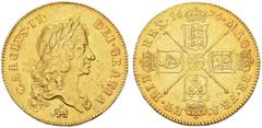 EUROPEAN COINS & MEDALS CHOICE COLLECTION OF ENGLISH GOLD COINS Charles II, 1660-1685. 5 Guineas 1676. CAROLVS II DEI GRATIA. Laureate head of king to right // MAG BR FRA ET HIB REX. Crowned shields o