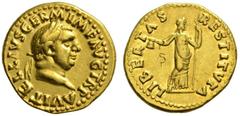 ROMAN COINS ROMAN EMPIRE VITELLIUS, 69. Aureus. AV 7.31 g. A VITELLIVS GERM IMP AVG TR P Laureate head r. Rev. LIBERTAS - RESTITVTA Libertas, wearing long robe, standing r., holding sceptre with her l