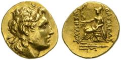 CLASSICAL COINS KINGDOM OF THRACE LYSIMACHUS, king 323-281 BC. Stater, gold, posthumous, Byzantion , about 220-200 BC. AV 8.50 g. Diademed head r. of deified Alexander the Great with ram's horn. Rev. 