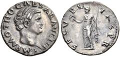 ROMAN COINS IMPERIAL COINAGE. OTHO, 69. Denarius. AR 3.20 g. IMP M OTHO CAESAR AVG TR Bare head r. Rev. SECV-RI - TAS PR Securitas, wearing long dress, standing l., holding wreath in her raised r. han